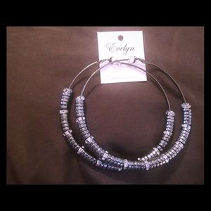 🌼3 for 25🌼 Pewter (dark silver) bling hoops